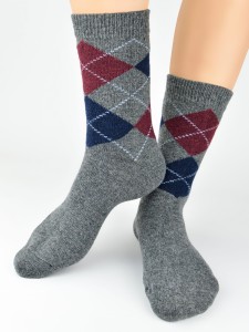 SW020-M-01 Skarpety z wełną romby nitka mix