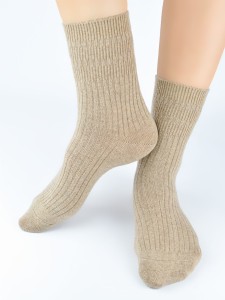 SW029-W-02 Skarpety z wełną prążek beżowe EUR 36-41