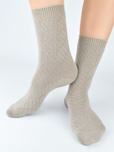 SW028-W-02 Skarpety z wełną prostokąty beżowe