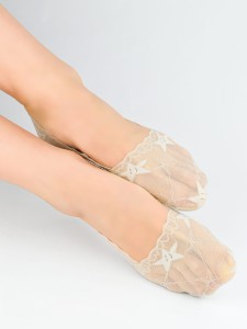 SN071-W-04 Stopki niskie koronka silikon ABS ciemny beż