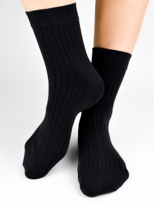 SB178-M-01 Skarpety męskie zakostki prążek czarny