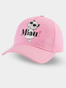 CD111-G-01 Czapka z daszkiem kotek miau jasny róż