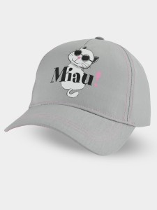 CD112-G-01 Czapka z daszkiem kotek miau szary