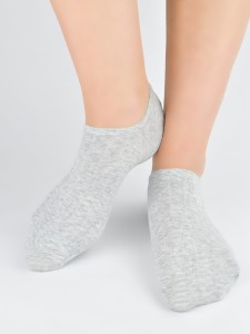 ST075-M-04 Stopki bawełniane męskie silikon na pięcie szary melanż