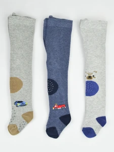 RB031-B-01 Rajstopy bawełniane chłopięce do raczkowania z silikonem