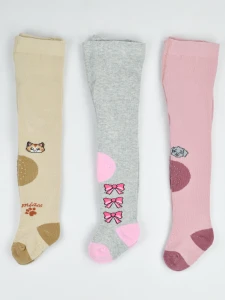 RB031-G-01 Rajstopy bawełniane dziewczęce do raczkowania z silikonem