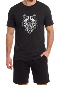 TT045-M-01 T-shirt męski wilk czarny