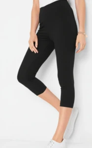 LE002-W-02 Legginsy gładkie czarne 3/4