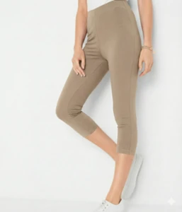 LE002-W-03 Legginsy gładkie beż 3/4
