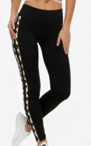 LE007-W-01 Legginsy wzorowane lampart czarne