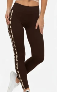 LE007-W-02 Legginsy wzorowane lampart brąz