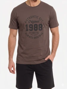 TT041-M-02 T-shirt męski 1988 ciemny beż