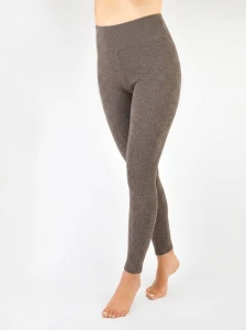 LE005-W-02 Legginsy wysoki stan ocieplone beżowy melanż