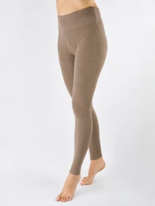 LE006-W-03 Legginsy wysoki stan i szeroki pasek beż