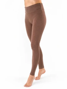 LE006-W-04 Legginsy wysoki stan i szeroki pasek brąz