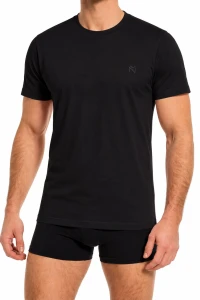 TT034-M-02 T-shirt męski z haftem NV czarny