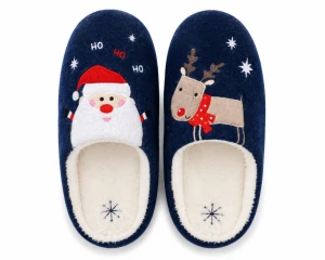 OK020-U-01 Klapki XMAS mikołaj granat EUR od 36 do 41