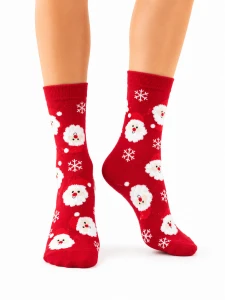 SB180-W-11 Skarpety bawełniane XMAS Mikołaj czerwone